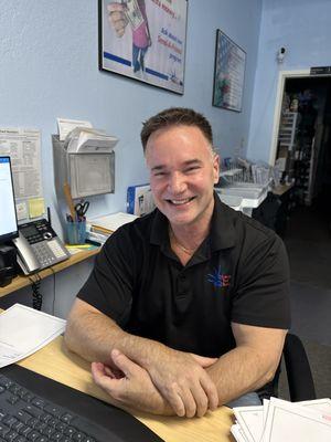 The smile of Jon when he sees his clients