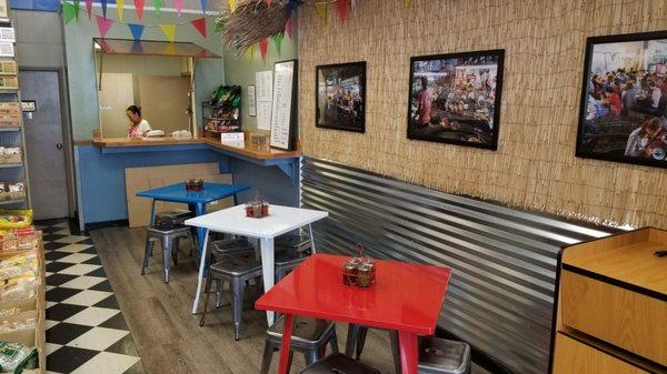 3 tables for dining in at Zaap. Located at right rear of Duangrats Oriental Food Mart.