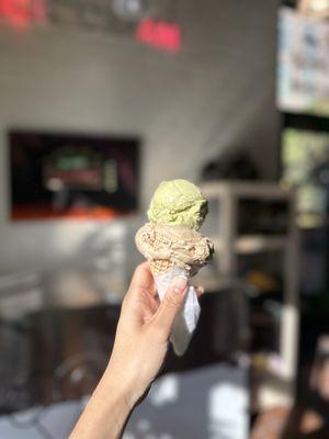 Matcha and cappuccino