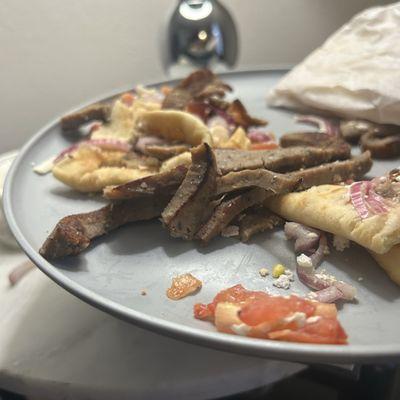 Gyro Sandwich (Partial). This should be thin, but looks like thick carne asada or somethin.