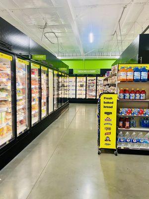 Huge grocery section, biggest moi has ever seen in any DG.