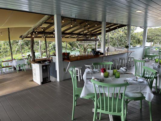 Outside upper deck and bar