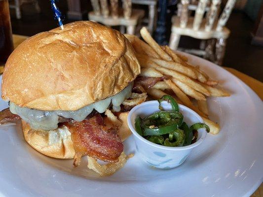 Western burger, add jalapeños