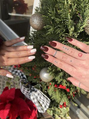 dip nails and acrylic set with gel polish