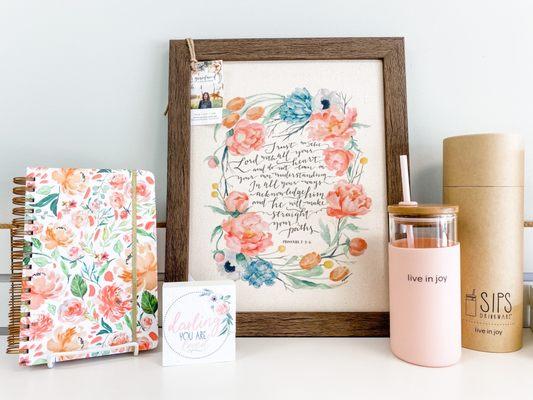 Prayer Journal. Darling You Are Loved Art Block, Ruth Chou Simmons Framed Art, Sips Water Bottle