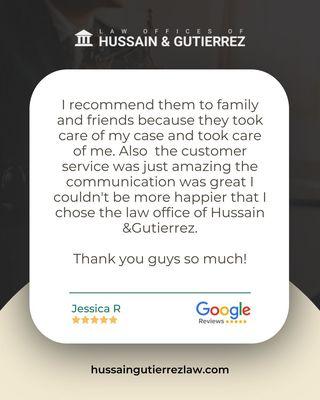 Law Offices of Hussain & Gutierrez - Testimonial