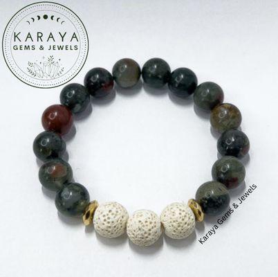 Essential oil diffuser bracelet with bloodstone beads