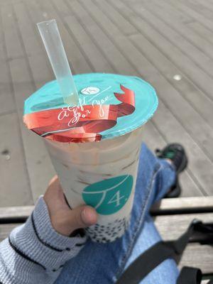 Jasmine green milk tea with mini tapioca pearls