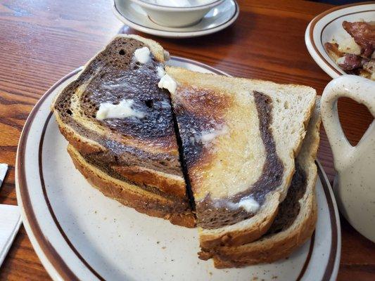 The best Marble Rye toast!   You can't get this bread in a store!!