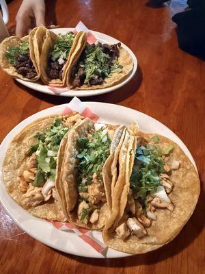 Tacos Asada and Pollo.