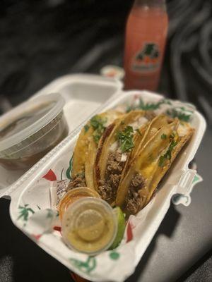 Quesabirria with Guava soda