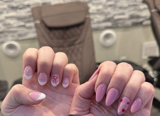 Jessica did fun Valentine's Day nails for me and my daughter!