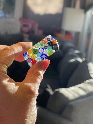 Absolutely gorgeous Venetian Bead Shop curved rectangle Millefiori fused Murano glass pendant with silver bail and pendant.