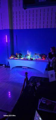 neon party props table