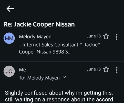 Tried to email