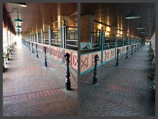 Dixie Stampede Before and After Fresh Start abrasive blasted the steel stalls, primed and painted them to the specified color.