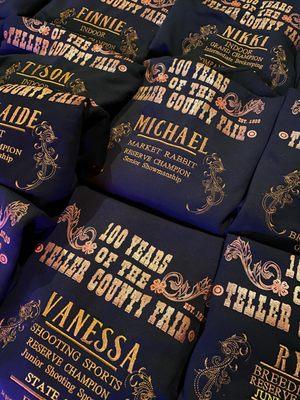 Embroidery and Print to maximize value. Group awards are no problem.