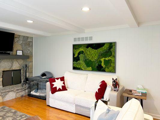 Bring maintenance-free Nature into your space with preserved moss wall art! This resident asked for a custom design - her pets love it too!