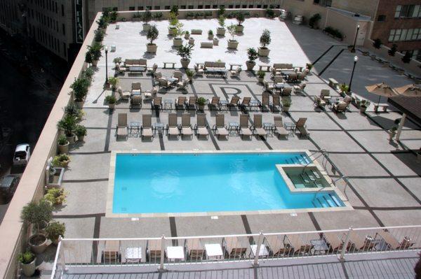 Waterproofed roof and installed our granular rubber decking system around the pool at the Roosevelt Hotel, New Orleans.