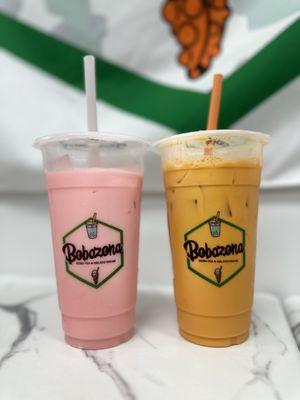 Strawberry Milk Tea and Thai Milk Tea