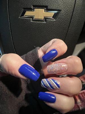 Candy cane desgn in a beautiful royal blue
