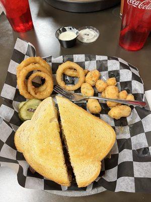 BBQ Brisket Melt - excellent brisket! Garlic Cheese curds are very good!!