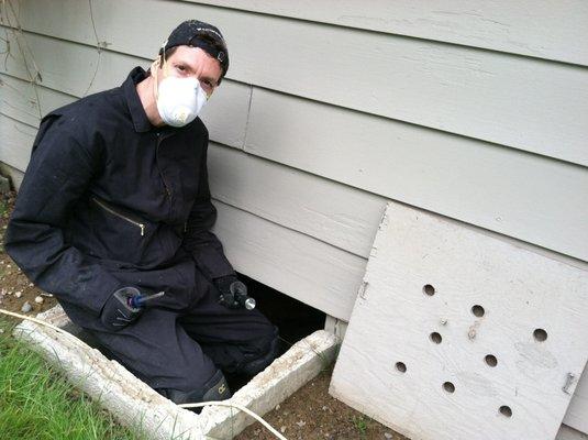 Heading into the crawlspace with the creepy crawlies.