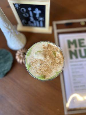 Pumpkin spice Matcha with pumpkin cold foam