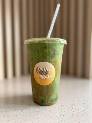 Banana bread matcha latte