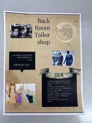 Back Room Tailor Shop