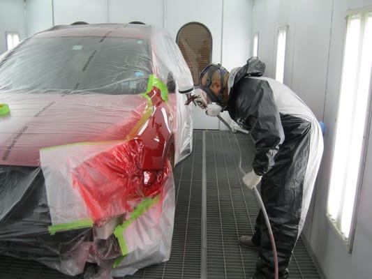 Down draft clean room with a baking paint cycle