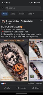 Angelo Parentes tattoos work done in Pennsylvania is being advertised here.