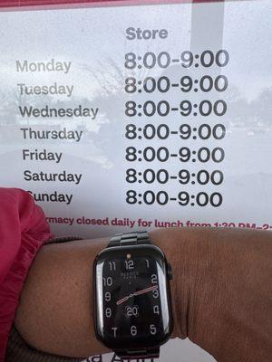 Posted store hours