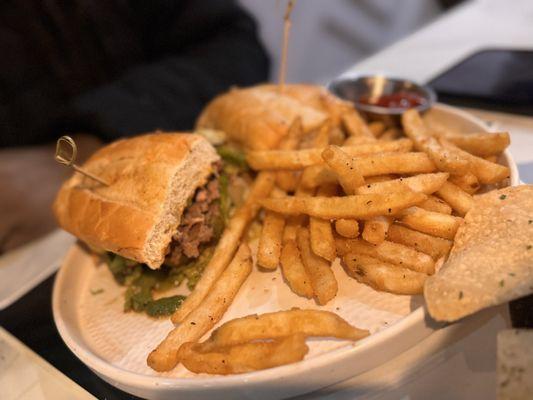 steak and cheese with fries