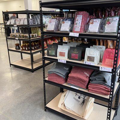 Shelves with goods for sale