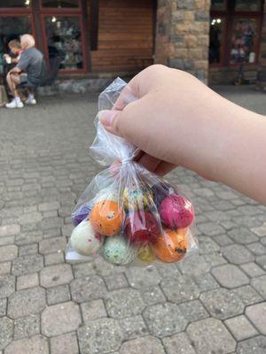 $3 bag of gumballs! Easy to chew, not like other gumballs where you have to break your teeth trying to enjoy some gum.