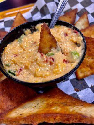 Pimento cheese and pita chips