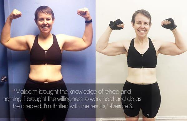 Me on my 1st day w/ Malcolm & after about 8 mnths. I'm a woman of a "certain age" &  heard that it'd be impossible to lose. Ha! So wrong!