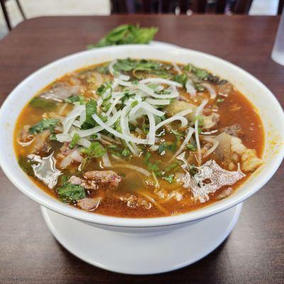 Close-up of Bun Bo Hue
