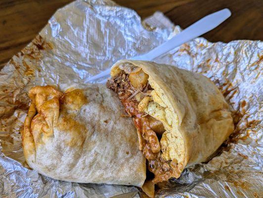 Large carne adovada breakfast burrito - yum!