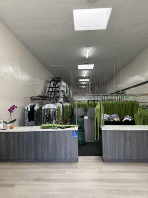 Inside the dry cleaners