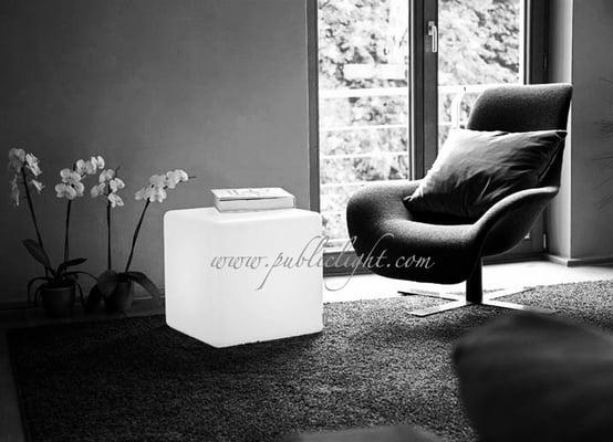 Cordless, rechargeable, waterproof LED illuminated furniture and lamps for indoor and outdoor.