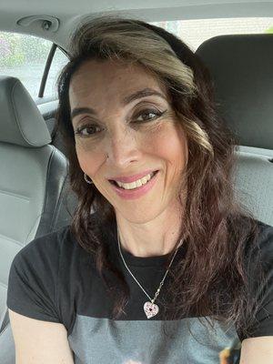 My hair immediately after being dyed and styled at Dane Styles.