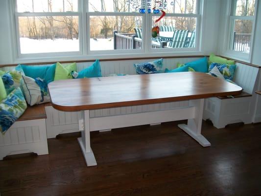 Custom Built-in Window Seat and Trestle Table