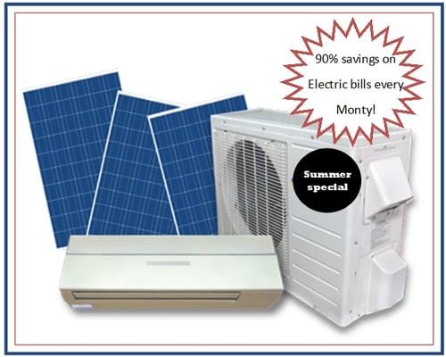 Save energy with a Mini Split solar air conditioner unit, uses solar energy to work during day time, call us 702-465-5525 for more info
