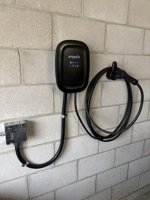 Emporia L2 EVSE garage installation, hard-wired.