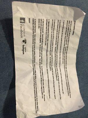 Care instructions for henna