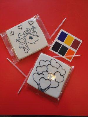 Paint your own cookie kits for any occasion. If I don't have and can't find the stencil, I hand hand pie a design.