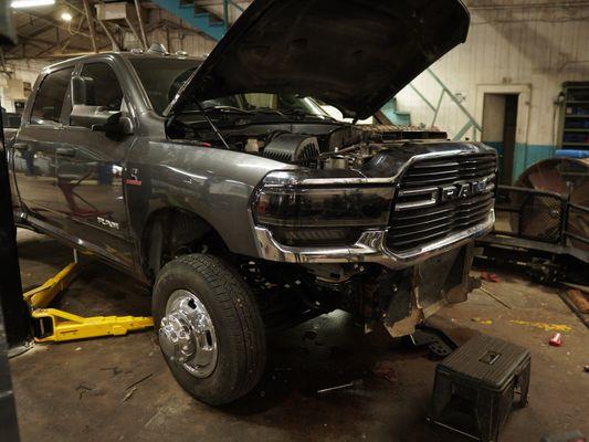 Our ASE Certified Master Technician wrapping up on another successful diesel repair.