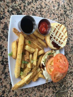 Teriyaki Burger and Parmesan garlic fries